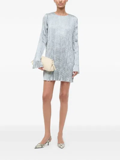 Staud Kona Textured Mini Dress In Blue