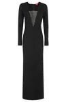Staud Kris Mesh Plunge Neck Gown In Blk Black