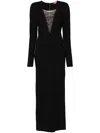 Staud Kris Mesh Plunge Neck Gown In 黑色