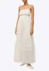 Staud Kristina Pleated Cotton Maxi Dress In Ivory