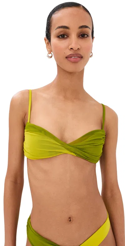 Staud La Mer Bikini Top Citron/pesto In Green