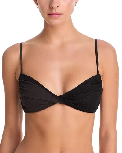 Staud La Mer Bikini Top In Espresso/dark Chocolate