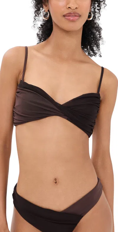 Staud La Mer Bikini Top Espresso/dark Chocolate In Brown