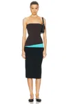 Staud La Serena Dress In Earth  Aqua  & Black