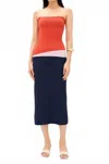 Staud La Serena Dress Cayenne/navy/carnation In Orange