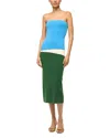 Staud La Serna Color Blocked Midi Dress In Jungle/sky/ivory