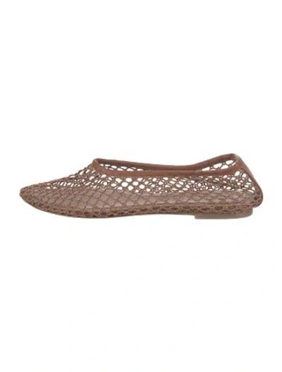 Pre-owned Staud Lace Pattern Braided Accents Ballet Flats In Brown