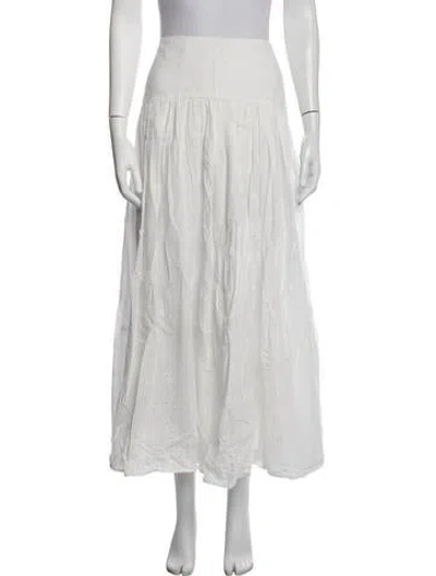 Pre-owned Staud Lace Pattern Long Skirt In White