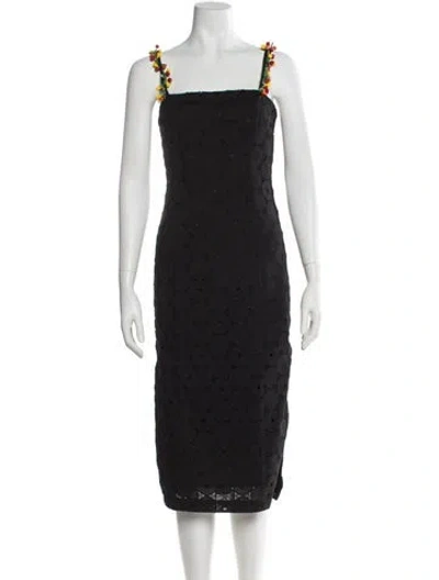 Pre-owned Staud Lace Pattern Midi Length Dress In Gray