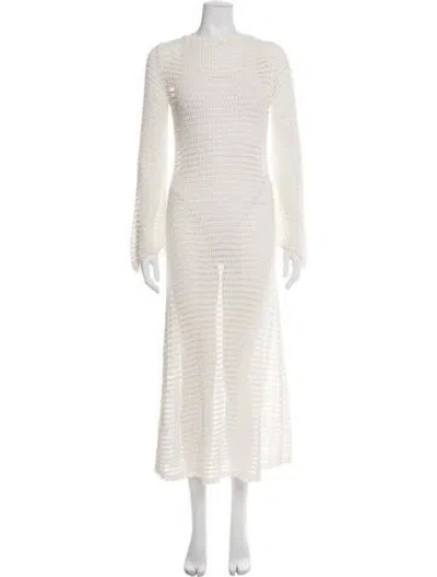 Pre-owned Staud Lace Pattern Midi Length Dress In Neutral