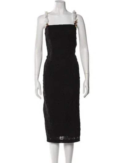 Pre-owned Staud Lace Pattern Midi Length Dress W/ Tags In Gray