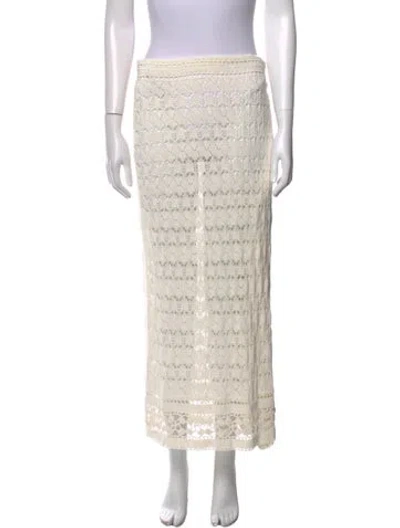 Pre-owned Staud Lace Pattern Midi Length Skirt In Neutral