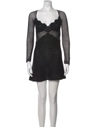 Pre-owned Staud Lace Pattern Mini Dress In Black