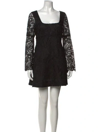 Pre-owned Staud Lace Pattern Mini Dress In Black