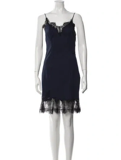 Pre-owned Staud Lace Pattern Mini Dress In Blue