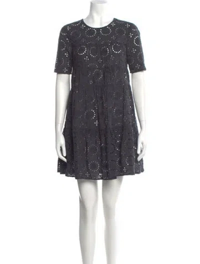 Pre-owned Staud Lace Pattern Mini Dress In Gray