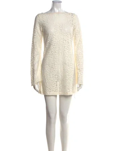 Pre-owned Staud Lace Pattern Mini Dress In Neutral