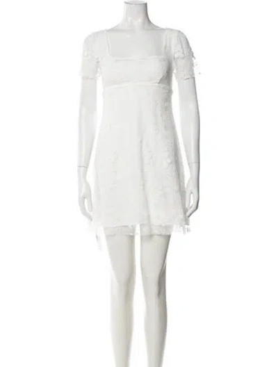 Pre-owned Staud Lace Pattern Mini Dress In Neutrals