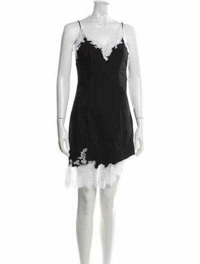 Pre-owned Staud Lace Pattern Mini Dress W/ Tags In Black