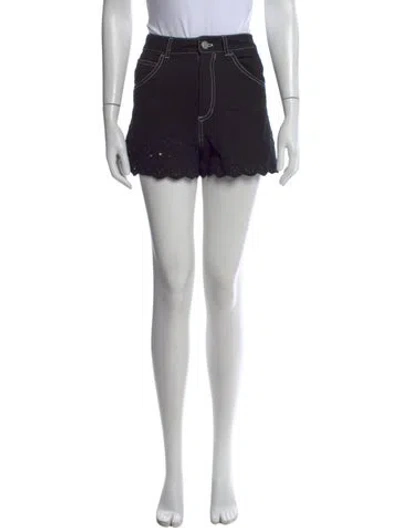 Pre-owned Staud Lace Pattern Mini Shorts In Black