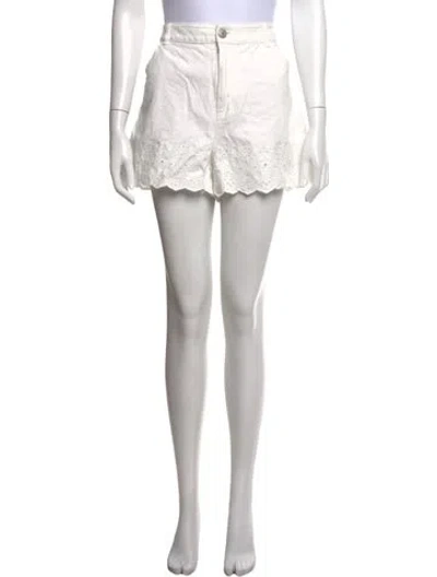 Pre-owned Staud Lace Pattern Mini Shorts In White