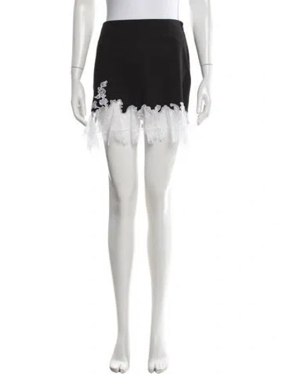 Pre-owned Staud Lace Pattern Mini Skirt In Black