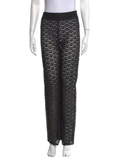 Pre-owned Staud Lace Pattern Wide Leg Pants In Black