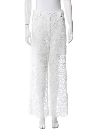 Pre-owned Staud Lace Pattern Wide Leg Pants In White