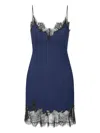 Staud Lace-trimmed Slip Mini Dress In Blue