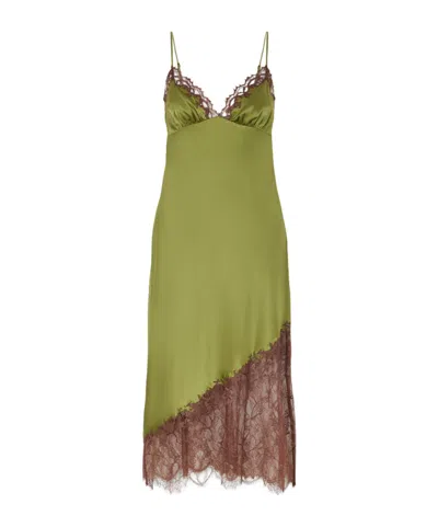 Staud Lacepaneled Midi Dress In Green