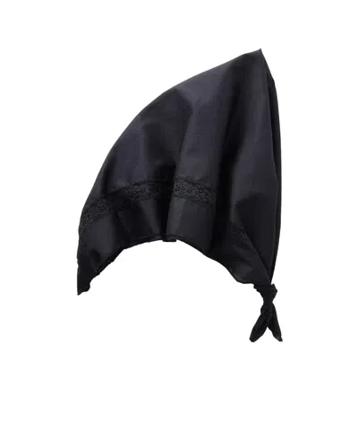 Staud Lace-trimmed Cotton Headscarf In Black