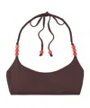 Staud Laird Embellished Bikini Top In Brown
