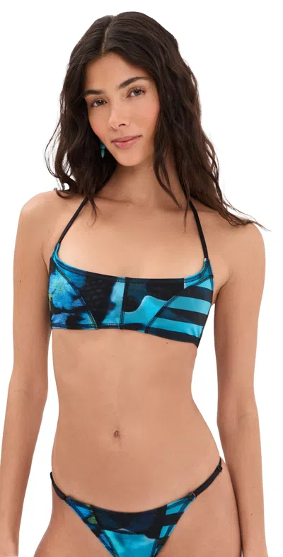 Staud Laird Mesh Bikini Top Blue Haze Multi