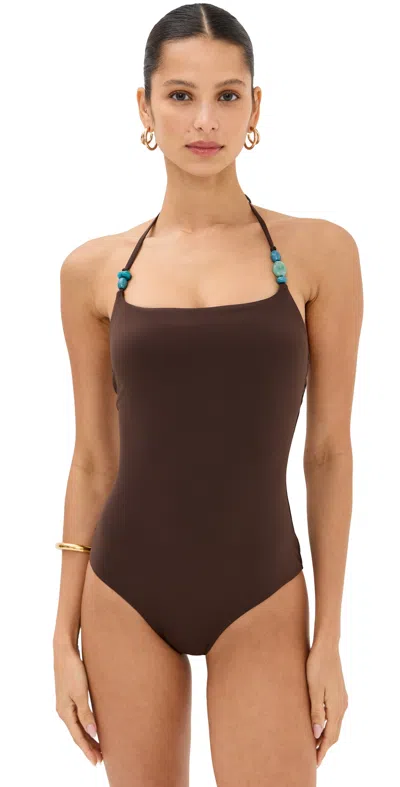 Staud Laird One Piece Dark Chocolate