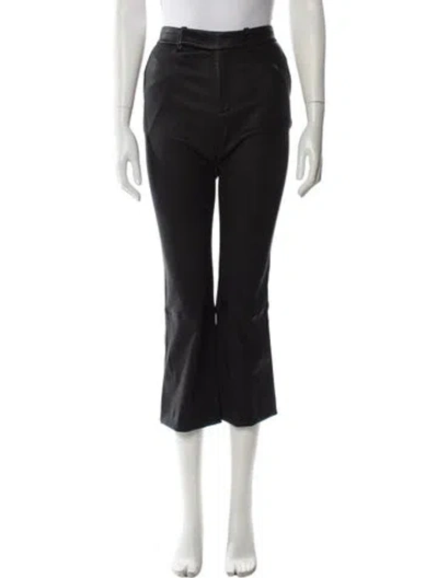 Pre-owned Staud Lamb Leather Wide Leg Pants In Gray