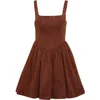 Staud Landscape Cotton Blend Dress In Brown