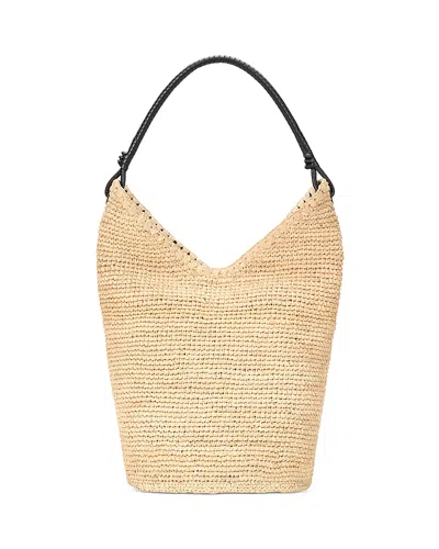 Staud Lani Large Raffia Bucket Bag In Neutral