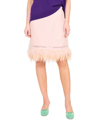 Staud Lara Silk Feather Skirt In Pink