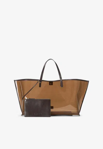 Staud Large Christos Plexi Tote Bag In Brown