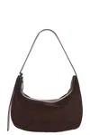 Staud Demy Large Leather-trimmed Suede Shoulder Bag In Brown