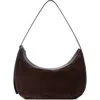 Staud Demy Large Leather-trimmed Suede Shoulder Bag In Brown