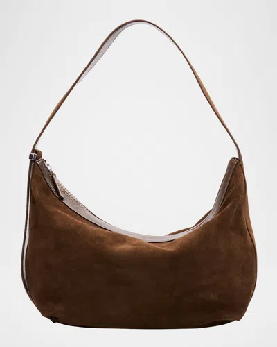 Staud Large Demy Suede Shoulder Bag In Brown