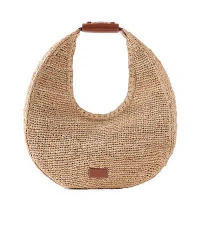 Staud Large Logo Tote In Nude