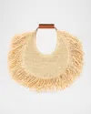 Staud Large Moon Fringe Raffia Top Handle Tote In Natural Fringe