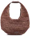 STAUD LARGE MOON RAFFIA SHOULDER BAG