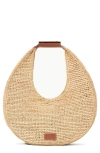 Staud Large Raffia Moon Shoulder Bag In Natural/ Tan