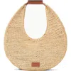 Staud Raffia Moon Shoulder Bag In Natural/tan