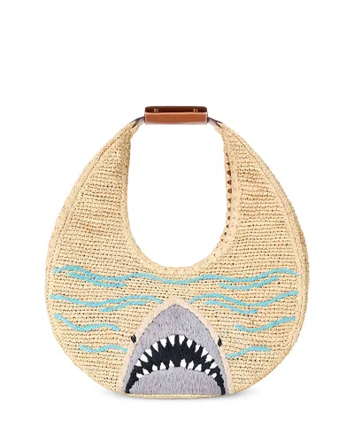 Staud Large Raffia Moon Tote Bag In Neutral