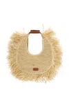 Staud Large Moon Fringe Raffia Top Handle Tote In Natural Fringe