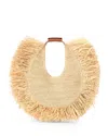 Staud Large Moon Fringe Raffia Top Handle Tote In Natural Fringe